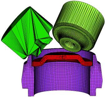 2. 2. Rotbaşına ve Makaralara Ağ Örgüsü (Mesh) Atama (to Assign Mesh to The Tie Rod End and The Rollers) Rotbaşının gövdesine Simufact Forming programında, makaralara Siemens NX programında Ağ Örgüsü