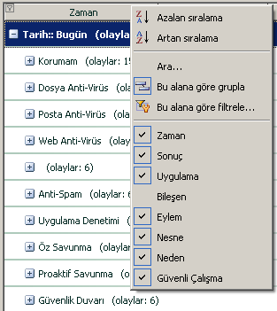 K U L L A N I M K I L A V U Z U Raporu basit ve kolay bir Ģekilde oluģturmak için, gruplama ve etkinlik sorgulamaya olanak veren herhangi bir özniteliğe ulaģmak üzere içerik menüsünü kullanın.