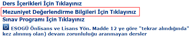 ci sınıfa (1) 2007 ve öncesi, (2) 2008 de, (3) 2009-2010'da, (4) 2011 ve sonrası, ve (5) 2015'de başlayan öğrenciler. (Bazı mezuniyet şablonları ayrıca http://makina.ogu.edu.tr/egitim.