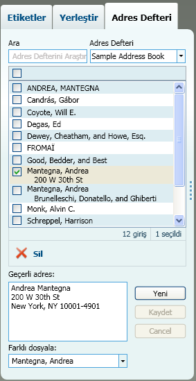 Adres Defteri Sekmesi Adres Defteri Sekmesi Adres Defteri sekmesi, geçerli Adres Defterindeki kişilerin bir listesini görüntüler.