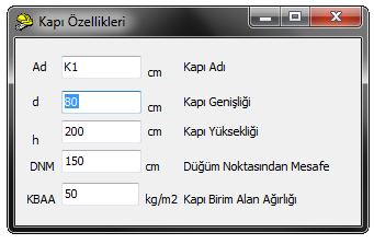 S a y f a 26 düğmesi kapı araç çubuğunda gösterilmeyen ek kapı özelliklerini değiştirebilmenizi sağlar. Yapılabilecek ek ayarlar için kullanılır. gösterilir.