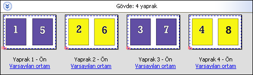 Fiery Impose 20 Birleşik tekrarla Tekrarla seçeneği adım adım tekrarlayarak yazdırmayı etkinleştirir. Adım adım tekrarla genellikle tek bir belgenin birden fazla kopyasını yazdırırken kullanılır.