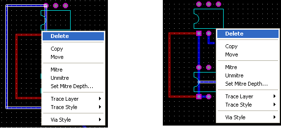 Bir çizginin (Track) silinmesi Tasarım alanına bir çizgi (Track) çiziniz veya tasarım alanındaki PCB üzerinden Track ı farenin sağ tuģunu çift tıklayarak seçiniz (Seçilen yol ġekil 3.