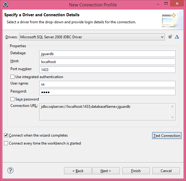 Eclipse Data Source Explorer Ayarları Veri tabanına erişim ekranıdır.