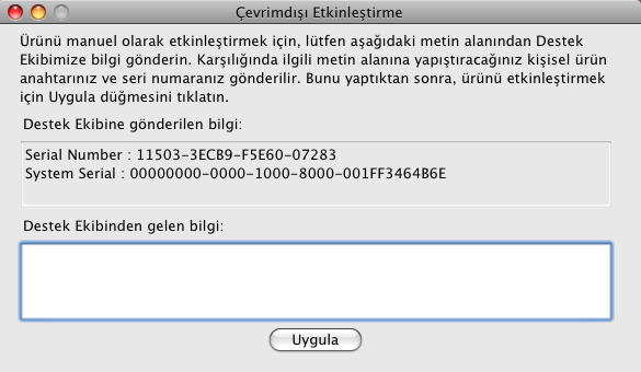 7 2. Sonuç olarak kendi ürün anahtarınıza ve seri numarasına sahip olursunuz. Lütfen ilgili alanlara yapıştırın ve daha sonra Etkinleştir düğmesini tıklatın.