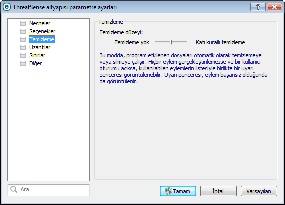 tarama kullanılmaz. Ancak bazı durumlarda bu seçeneği etkinleştirmek isteyebilirsiniz (Dosya yürütmesinde gelişmiş sezgisel tarama seçeneğini belirleyerek).