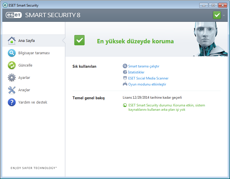 3. Yeni Başlayanlara yönelik kılavuz ESET Smart Security ve temel ayarları hakkında genel bir ilk bakış sağlar. 3.