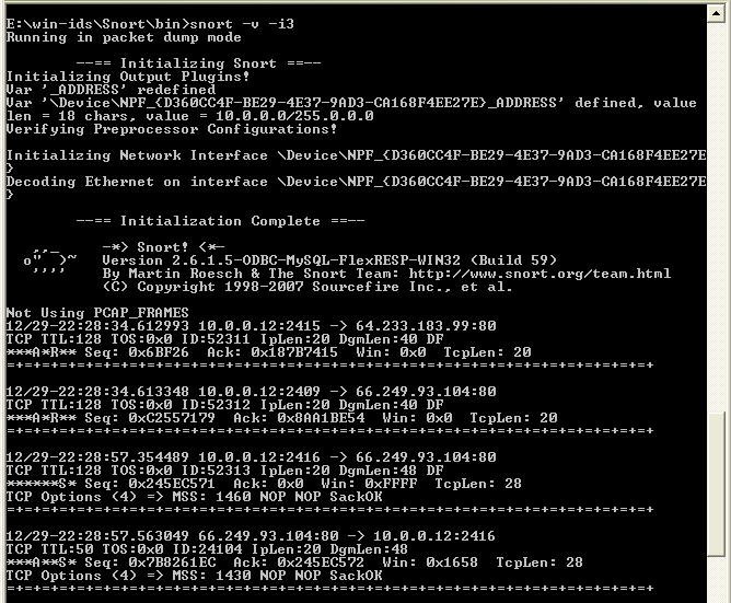 output database: log, mysql, user=snort dbname=snort host=localhost sensor_name=winids değiģikliği eklenerek alarmların veritabanına da