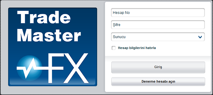 tr adresi üzerinde yer alan TradeMaster FX Web Girişi kısmına tıklanarak uygulamaya giriş yapılır.