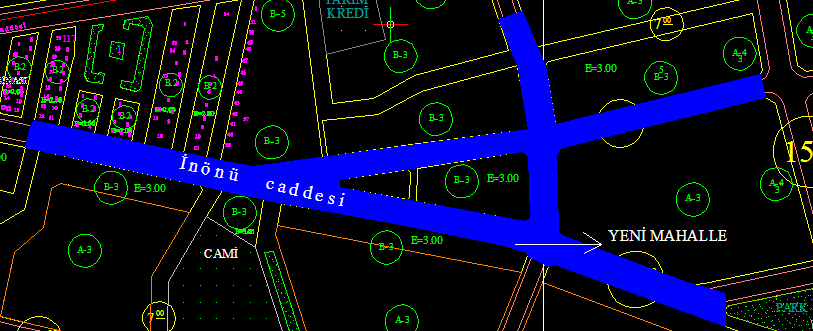 FEN İŞLERİ MÜDÜRLÜĞÜ 5-Ġnönü Caddesinde parke kaldırım ve yol çalıģması yapıldı. Taralı mavi alan beton parke kaldırım ve yol çalıģması yapılan alanı göstermektedir.