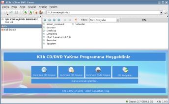 K3B ile Ses CD'si Oluşturmak Serdar GÜNDÜZ serdargunduz@live.com sanız sol alt köşedeki onay kutusunun işaretini kaldırmamız yeterli. Şimdi K3B ile karşı karşıyayız.