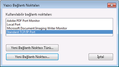 EX/EX-P Print Server için Windows 21 3 Bağlantı noktaları sekmesini tıklatın. 4 Yeni bir bağlantı noktası eklemek için Bağlantı noktası ekle seçeneğini tıklatın.