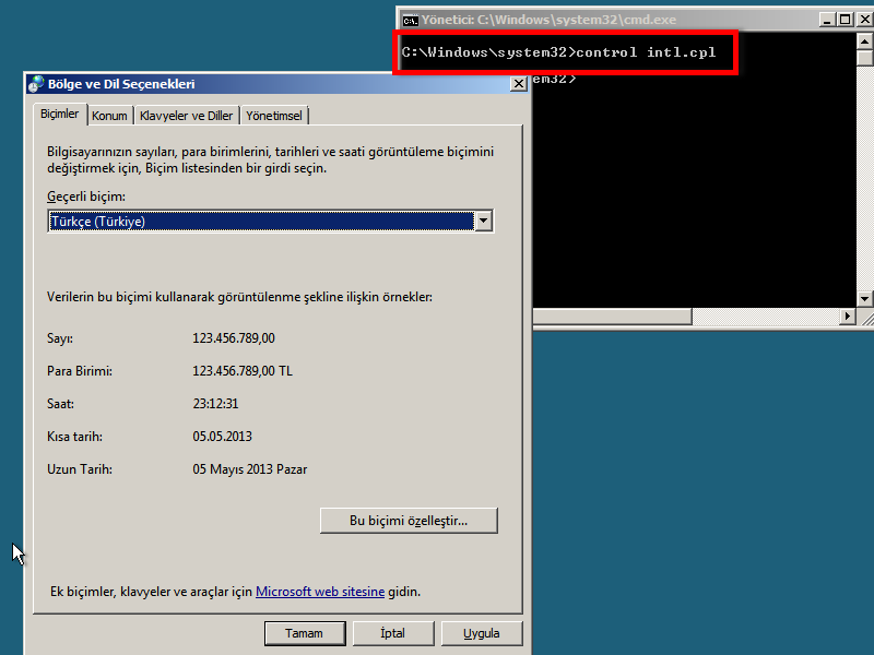 Zaman ve Tarih Bilgilerinin Değiştirilmesi Zaman ve tarih ayarlarını değiştirmek için control timedate.cpl komutu kullanılır. Komut yazılıp enter tuşuna basıldığında Tarih ve Saat paneli görüntülenir.