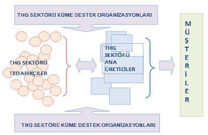 AKDAĞ METE EMHAN 2014 ġekil 6: Tekstil ve Hazır Giyim (THG) Sektörü Küme ÇalıĢma Biçimi Kaynak: (GÜNSĠAD, 2012a: 8).