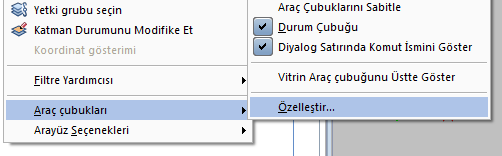 3. Ekranda mevcut bir elemanla erişim : Ekranda çizili durumda bulunan bir elemanı, farenin sağ tuşu ile 2 defa tıklamanız durumunda, o elemanın oluşturulmasında kullanılan komutu aktif hale