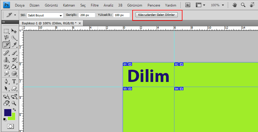 Bölüm 11 Web İçin Çalışmak 109 Kılavuz ile çalışmak için Menü Çubuğunda bulunan Görünüm başlığından Cetveller seçilir veya klavyeden CTRL + R tuş kombinasyonuna basılır.