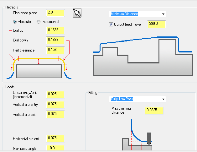 Outside: DıĢa doğru Offset distance: Öteleme mesafesi Add offset distance to tool Radius: Ofset mesafesi ve takım yarıçapı ekle XY stepover: XY düzlemlerinde % olarak yana kayma miktarı % of dia: