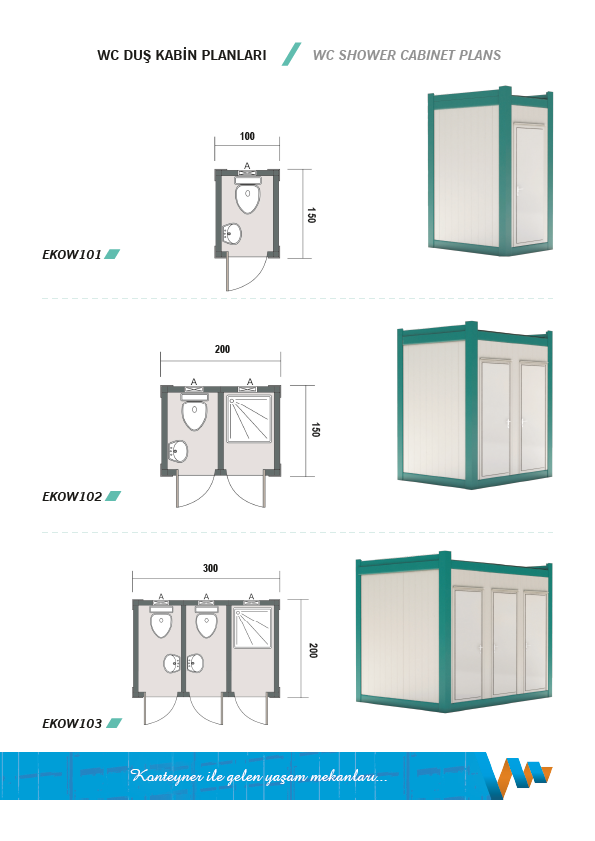 WCDUŞKBİNLNLRI WCSHOWERCBINETLNS 100 150 EKOW101 200
