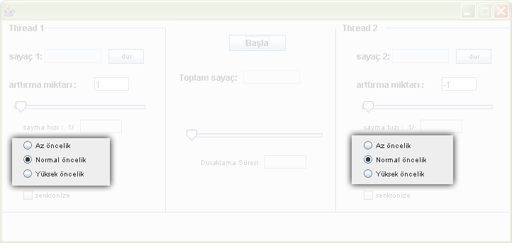 Şekilde görünen öncelik seçici düğmeler ise threadlerin (s1 ve s2) önceliklerini belirlemede kullanılırlar.