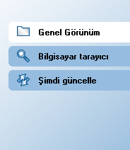 7.3. Hızlı Bağlantılar Hızlı Bağlantılar (AVG Kullanıcı Arayüzünün dol kısmı) en sık kullanılan en önemli AVG özelliklerine kolaylıkla erişebilmenizi sağlar: Genel Bakış - açık durumdaki herhangi bir