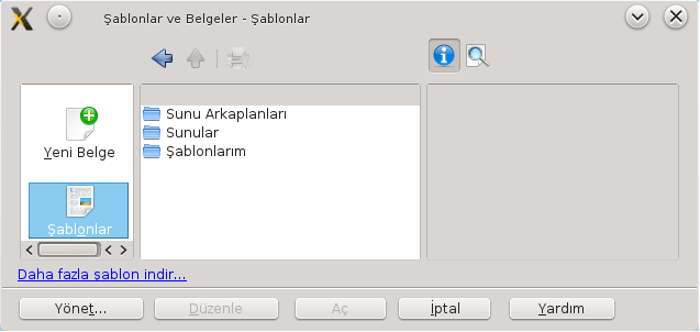 Resim 11: Şablonlar LibreOffice Writer ile Sihirbazlar seçeneği ile hızlı bir biçimde sık kullanılan şablonları oluşturabilirsiniz.