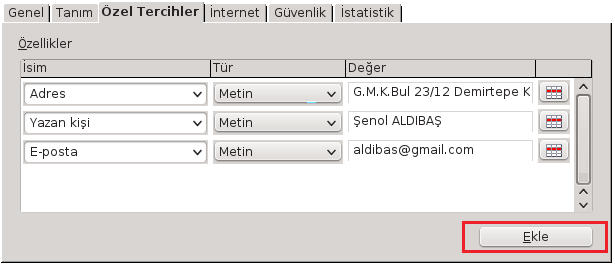 numarası değiştiğinde yazdığınız konum tarifininde otomatik olarak değişmesini istiyorsanız Ekle/Alanlar seçeneğini kullanabilirsiniz. Bir alan eklediğinizde alan metninin zemin gri tonda vurgulanır.