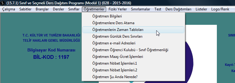 Öğretmene atanmış olan tüm dersleri silmek için öğretmeni seçtikten sonra Tüm Dersleri Öğretmenden Sil butonuna tıklayın.