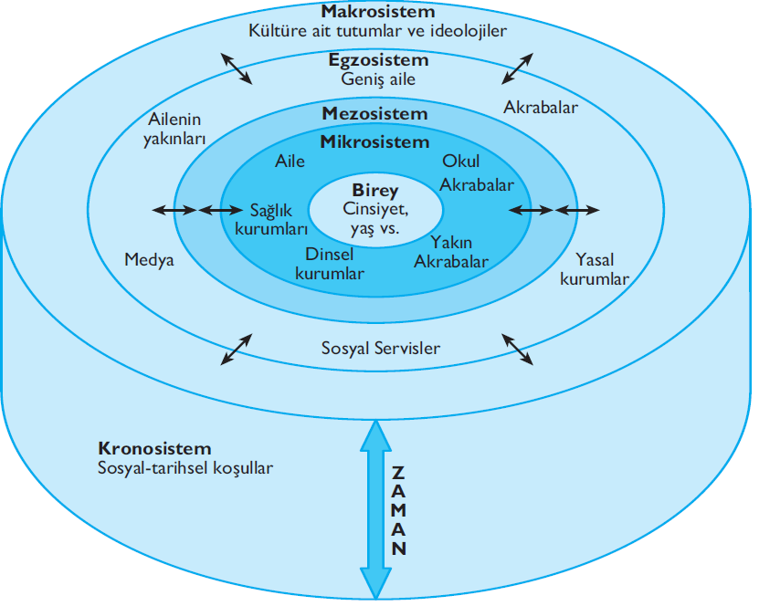 Uzak Çevre (Egzosistem): Bireyin zaman zaman ilişkiye girdiği sosyal çevreyi belirtir.