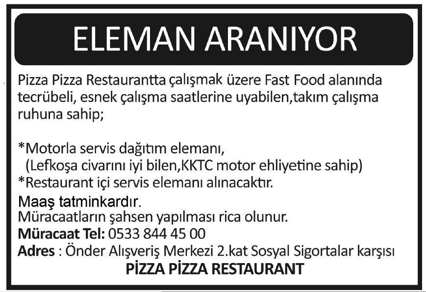 No:5 (Doktor bitiþiði) 05428550322 MÜNHAL GÖKÇE MEDÝKAL Girne veya Lefkoþa þubelerimizde görevlendirmek üzere aþaðýdaki niteliklere sahip Personel istihdam edilecektir.