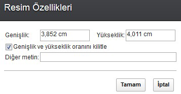 Slaytlarla çalışma 2. Genişlik ve Yükseklik alanlarına değerleri girin. 3. Diğer metin alanında resim görüntülenemiyorsa alternatif olarak bir açıklama girin. 4. Tamam düğmesini tıklatın.