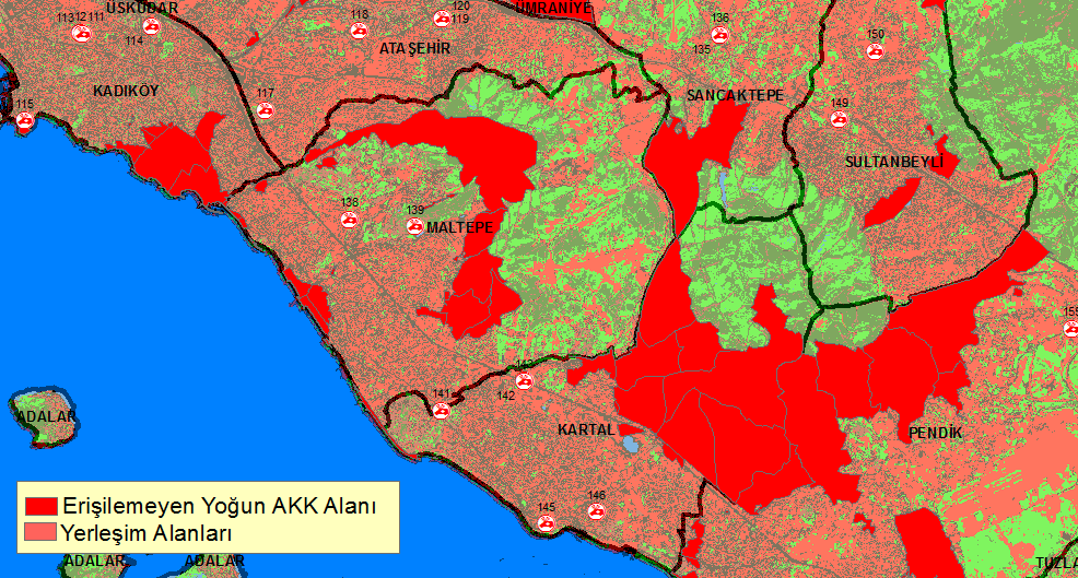 ġekil 4.12 : Erişilemeyen yoğun AKK alanı.