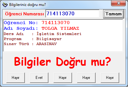 ekranda o anda öğrencinin soruları vermiş olduğu cevaplar doğru cevaplarla birlikte görülebilmektedir. 3.