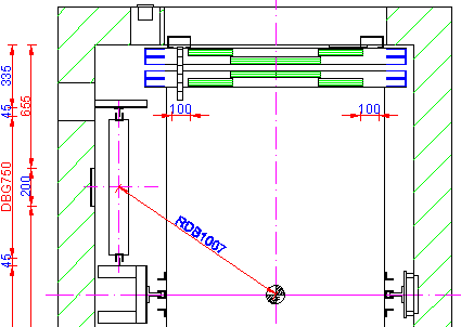 Plan görünümü 33 Kabin kılavuzları ara parça - 2 x L profil: 300 (dörtgen) Kabin kılavuzları ray sabitleme dörtgen 300 için uzun profil CWT kılavuzları sol ara parça arka duvarı sabitleme -> Ray