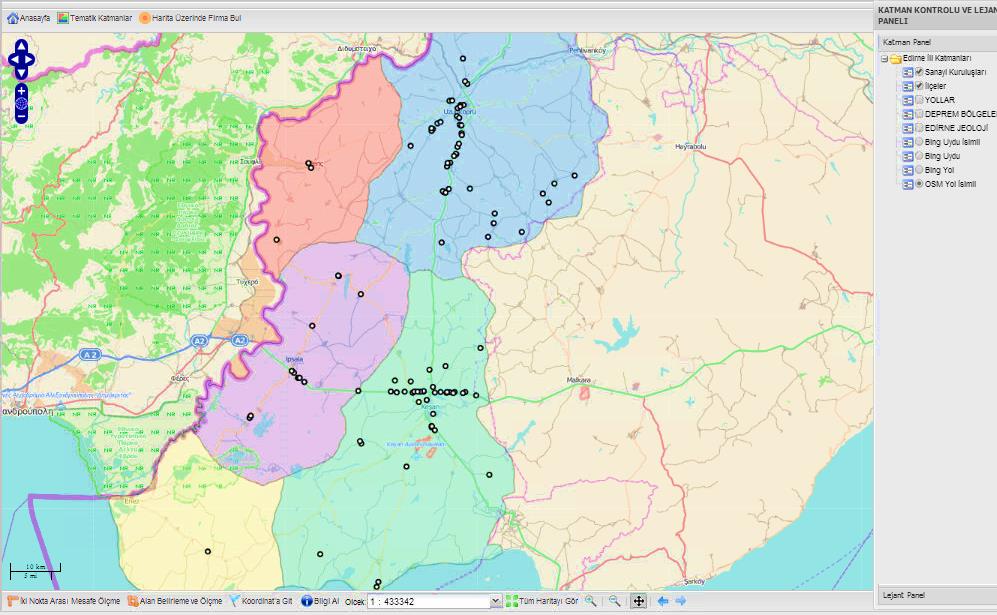 2. İlçelerdeki Firmaların Konumları Edirne nin kuzey ilçelerinden olan Lalapaşa ve Süloğlu ilçelerinde bulunan firmaların konumsal dağılımları yorumlandığında firmaların ilçe merkezlerinde