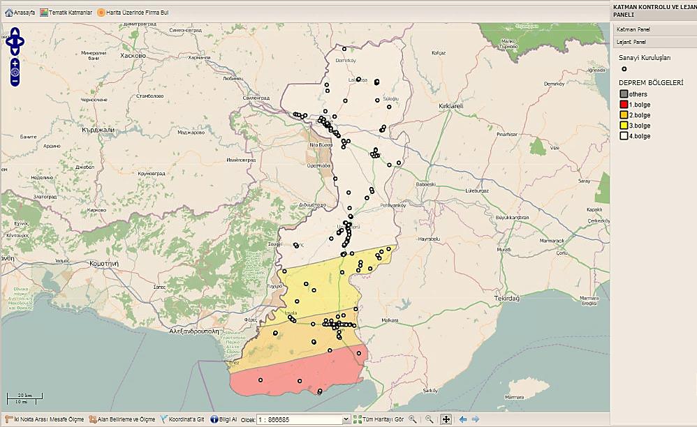 3. Deprem Bölgelerine Göre Firmaların Dağılımı Türkiye gibi yıkıcı depremlerin sık olduğu bir ülkede yapılaşmanın ve kurulacak yerleşim alanlarının belirlenmesi önemlidir.