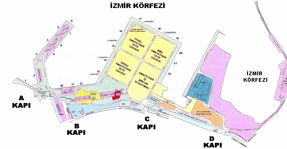 6. Ulusal Kıyı Mühendisliği Sempozyumu 403 Şekil 1. Liman yerleşim planı (TCDD İzmir Liman İşletmesi Müdürlüğü, 2006) Tablo 2.