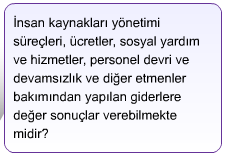 İnsan kaynakları yönetimi, örgütsel etkililiği sağlamak için kendi uzmanlık alanına giren işlevleri bu değişkenler açısından