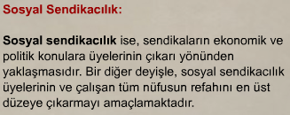 Klasik anlamda sendika, üyelerinin yaşama koşullarını korumak ve geliştirmek amacı ile işçilerin kurdukları sürekli bir dernektir.