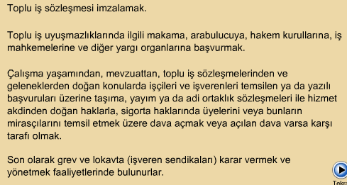 Sendikaların görevleri yalnızca çalışma yaşamıyla sınırlı değildir.