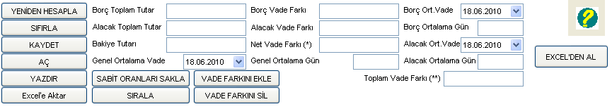 Günü Ay Sonu Yap: İşlemlerin ayın son gününe denk gelecek şekilde yapılmasını sağlar. Dönem Sonu Vade Farkını Ekle: Otomatik olarak hesaplanan dönem sonu vade farkının cari hesaba işlenmesi sağlanır.