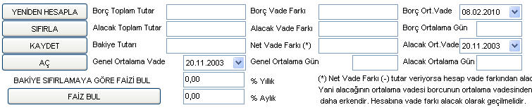 İşlem Vadesi ve Borç Tutarı: Örneğin bir satış işlemini giriyorsak; Önümüzde iki seçenek mevcuttur.