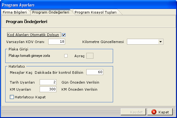 Program içinde kullanılan malzeme, parça, personel vs. gibi kodların otomatik olarak sistem tarafından otomatik oluşturulmasını sağlar.