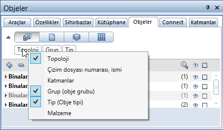 20 Obje paleti obje gezgini Allplan 2016 Kullanıcı tanımlı tuşunu tıklayın.