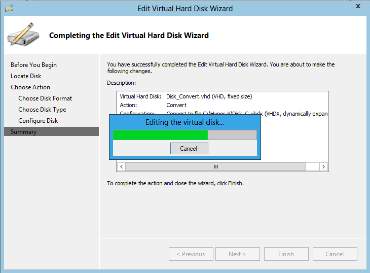 Convert Virtual Hard Disk -13 Dönüştürme işlemi disk tipinize ve disk boyutlarınıza göre zaman değişikliği gösterecektir.