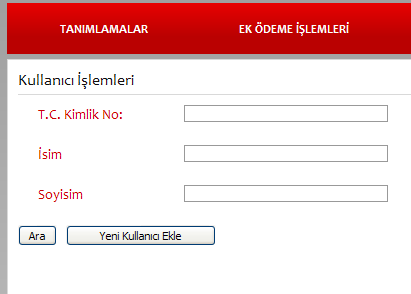 1.a Kullanıcı ĠĢlemleri Kullanıcı işlemleri menüsü iki alt menüden oluşmaktadır. Yönetici yetkisi bulunan kullanıcı tarafından bu menüye ilk girişler gerçekleştirilir. 1.