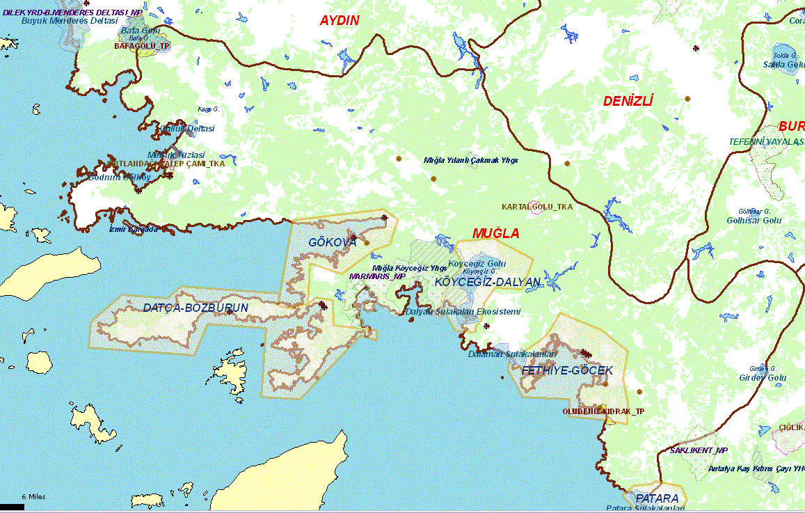 MĠLAS/BODRUM KIRSAL KALKINMA PROJESĠ FĠZĠBĠLĠTE ÇALIġMASI ġekil 2.2. Muğla Özel Çevre Koruma Bölgeleri (Kaynak: www.milliparklar.gov.tr) Datça-Bozburun - 22.10.