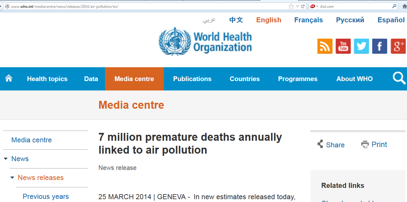 Cenevre, 25 Mart 2014 Hava kirliliği