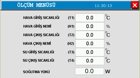 Kontrol menüsünden pompa, soğutma yüklerini, fan hızını butonlarına basarak