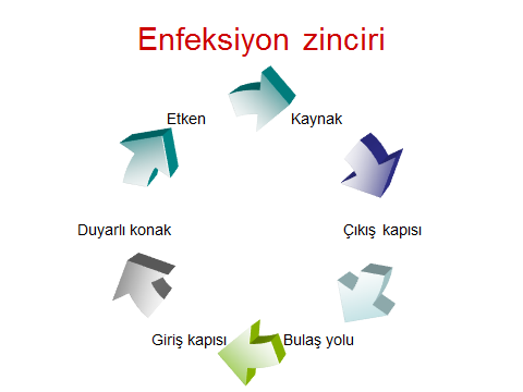 Hastane Enfeksiyonlarının Bulaşma Yolu Enfeksiyöz etkenin kaynaktan duyarlı konağa geçiş yoludur.