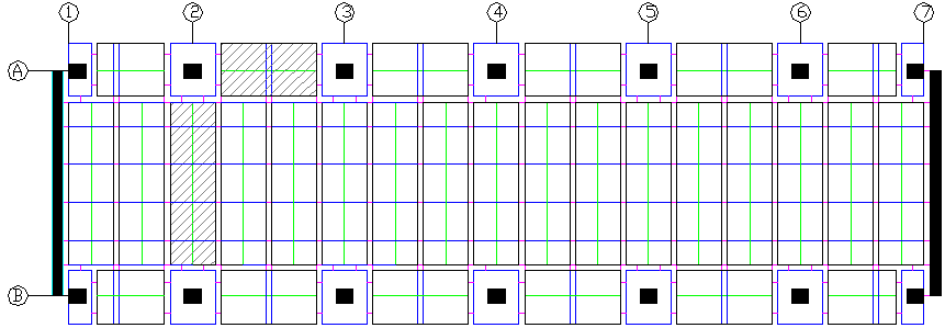 50cm*60cm boyutlarında kolon elemanlar, Her iki doğrultuda döģemede ve perdelerde 2m geniģliğinde 40cm kalınlığında boģluklu panel elemanlar, Panel elemanların birleģtiği kolonların çevresinde 2m